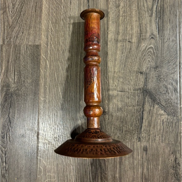 Hammered Copper Candlestick Holder Decor - Picture 3 of 7
